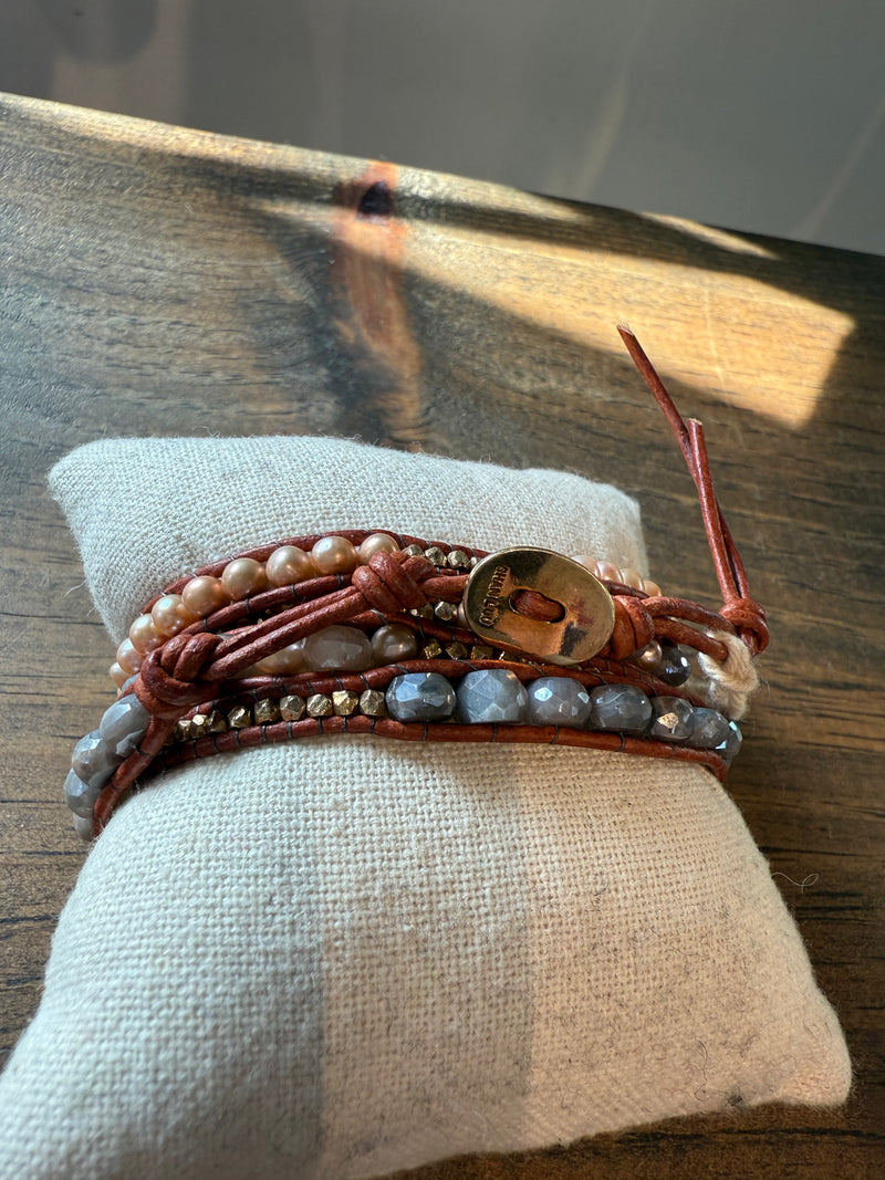 Chan Luu Wrap Bracelet Champagne Pearl Mix