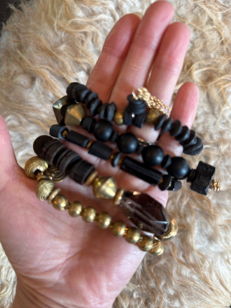 Black & Gold w/Garnet Bracelets