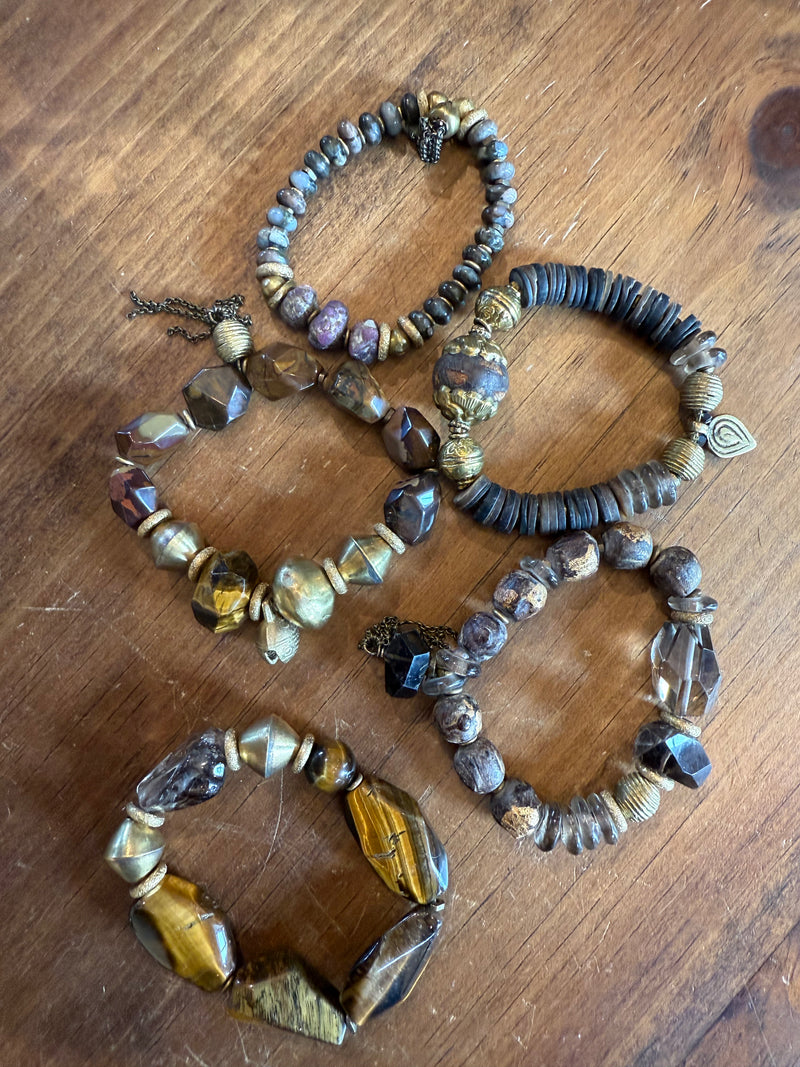 Brown & Brass w/Agate Bracelets