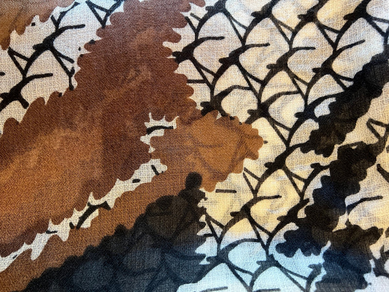 Printed Cashmere Scarf | Ivory, Black, & Wood Brown
