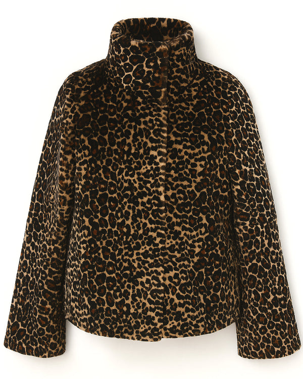 Grenn Pilot Jackie Jacket in Leopard on white background well heeled vermont