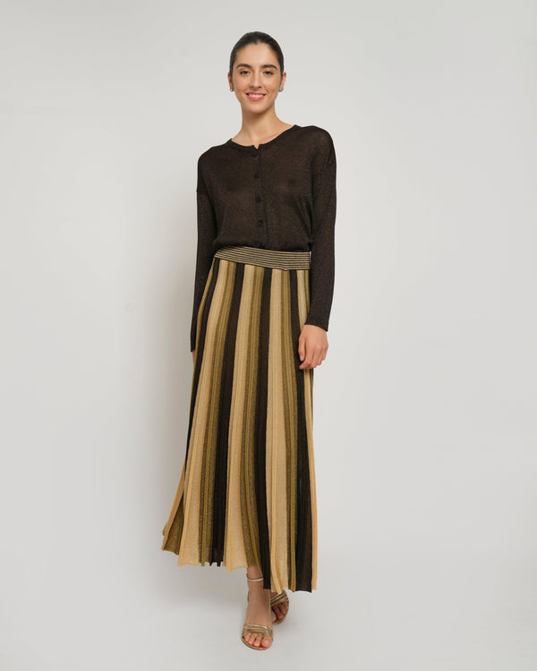 Gala Long Pleated Skirt | Dark Grey
