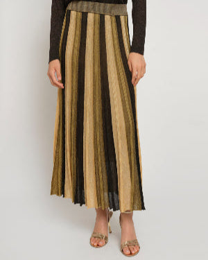 Gala Long Pleated Skirt | Bronze