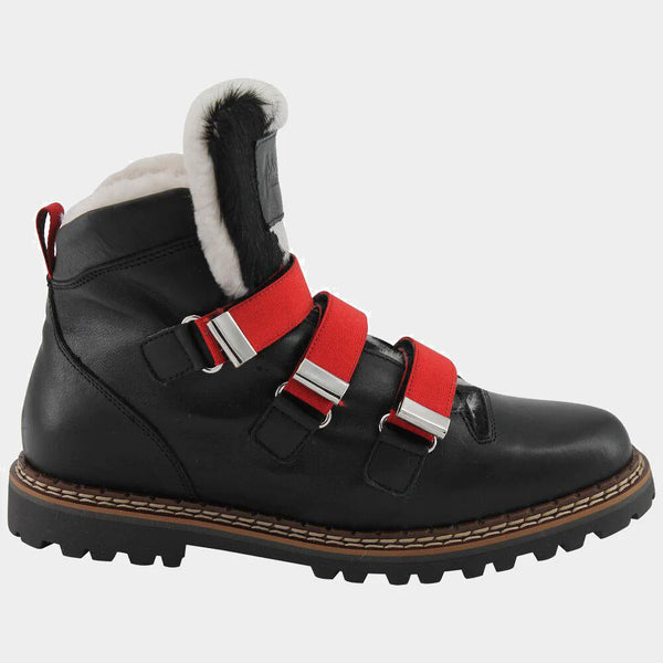 Lavin II Velcro Closure Bootie | Black With Red Straps