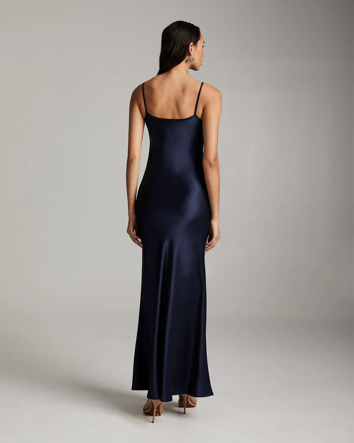 navy blue slip dress Navy Silk Slip Dress | Elegant Satin Dress main image 1