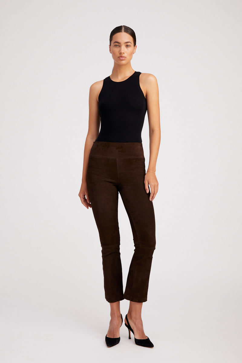 Ankle Flare Suede Leather Legging | Americano