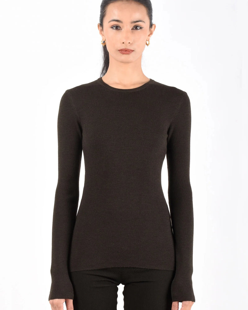 Knitted Long Sleeve Crew Neck | Black