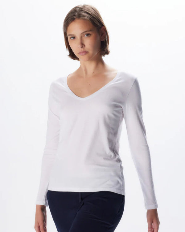 Soft Touch LS V Neck | Blanc