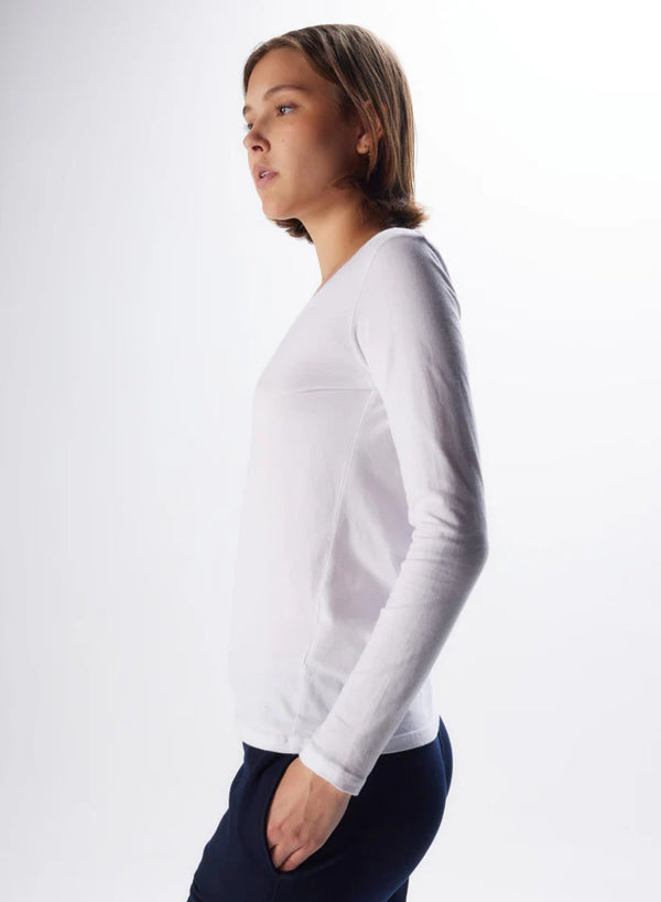Soft Touch LS V Neck | Blanc