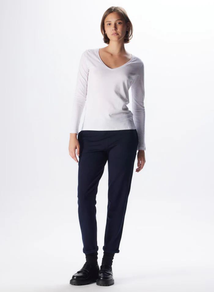 Soft Touch LS V Neck | Blanc
