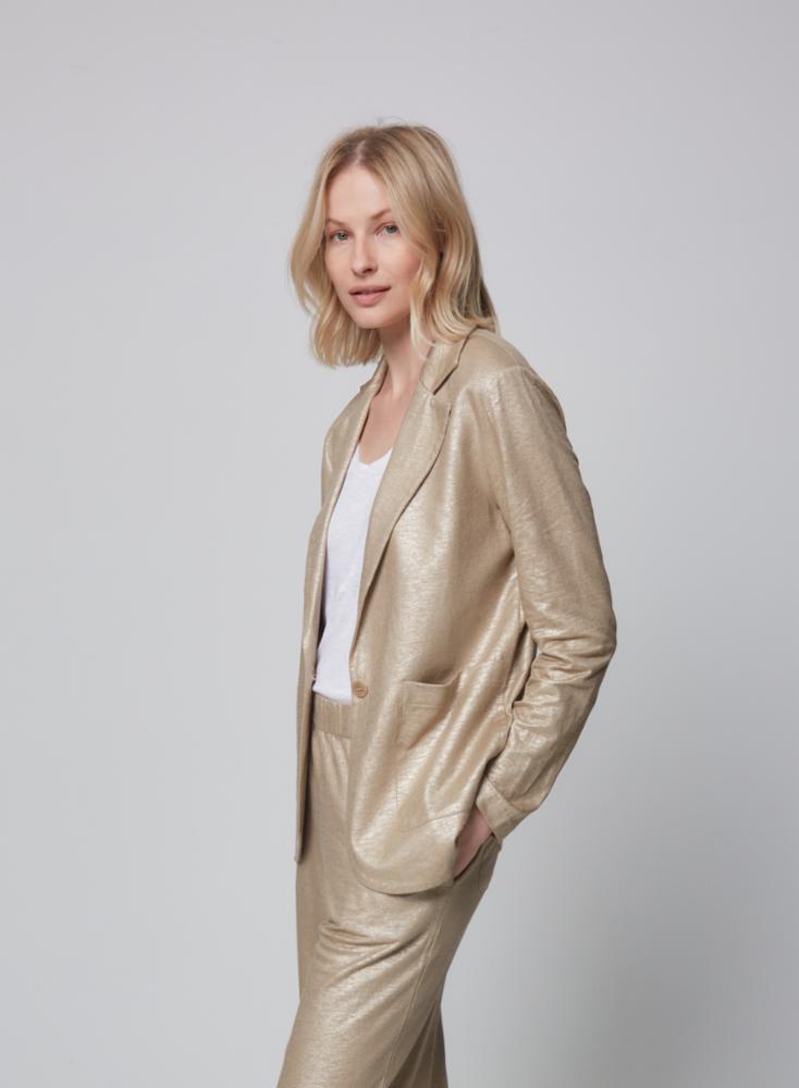 Sable Metallic One Button Blazer