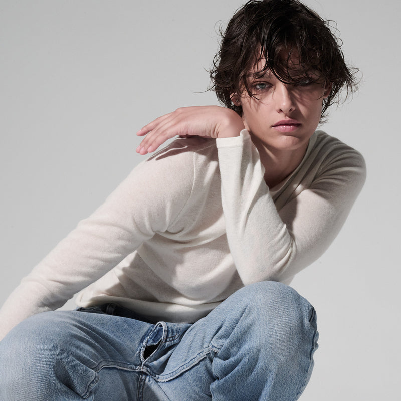 Long Sleeve Cashmere Crew Neck | Milk