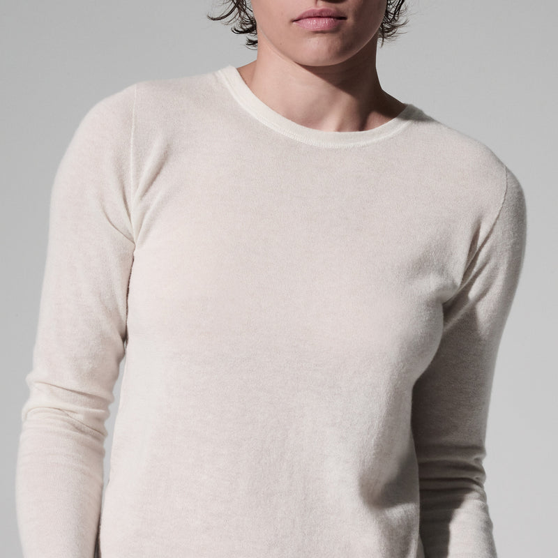 Long Sleeve Cashmere Crew Neck | Milk