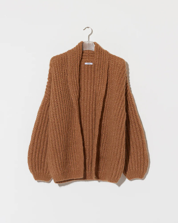 Chunky Alpaca Brioche Shawl Cardigan | Fudge