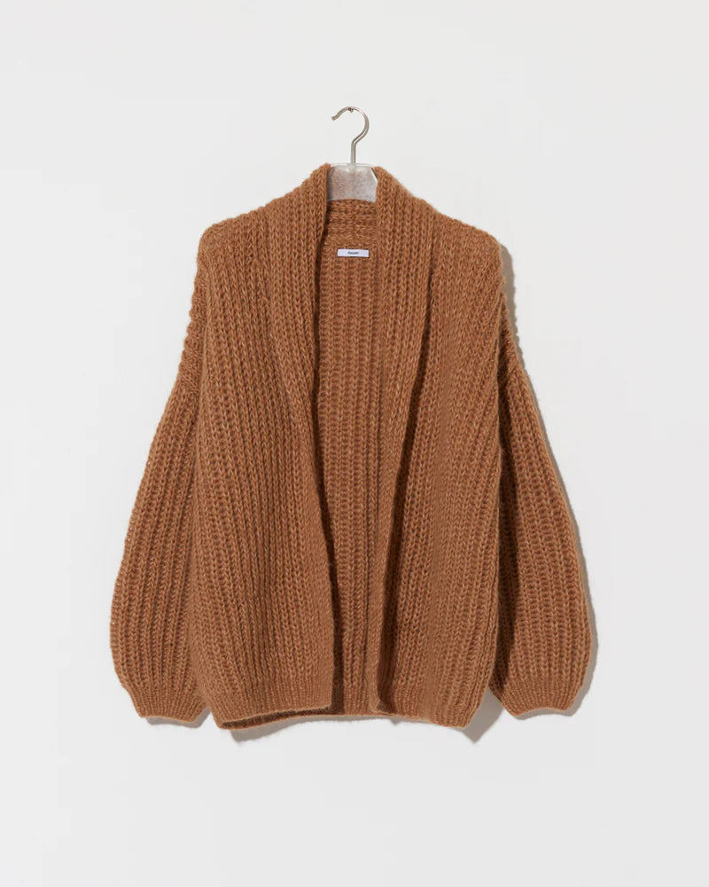 Chunky Alpaca Brioche Shawl Cardigan | Fudge
