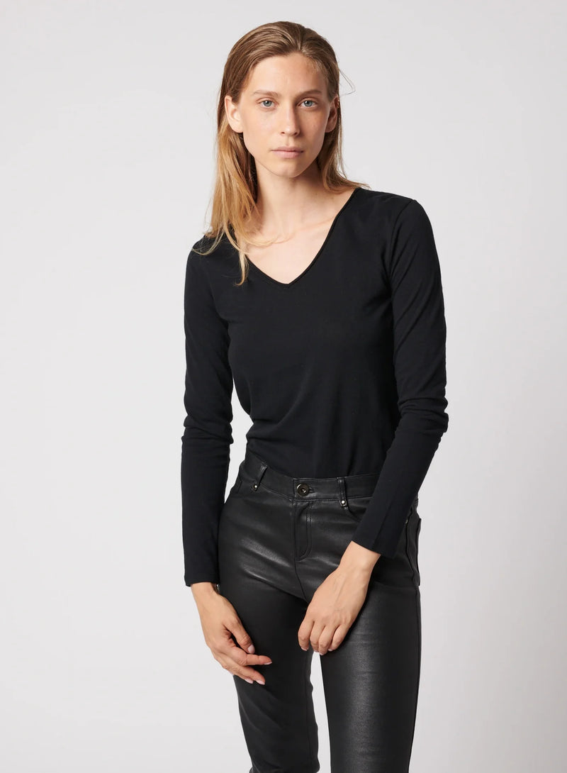 Soft Touch LS V Neck | Noir