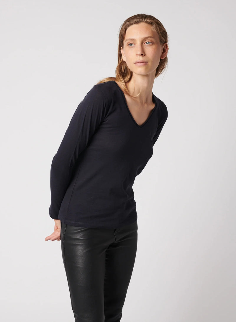 Soft Touch LS V Neck | Noir