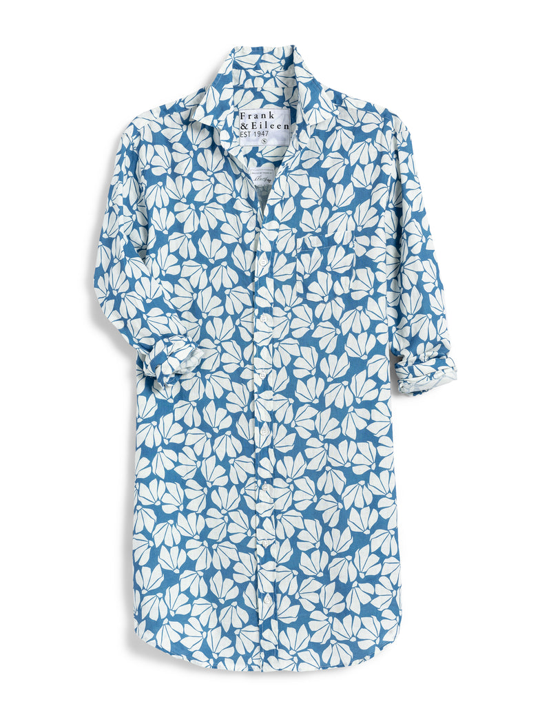 Mary Classic Linen Shirt Dress | Blue Floral