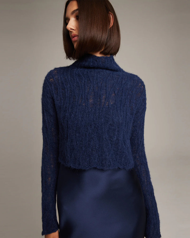 Manos Crop Sweater | Navy
