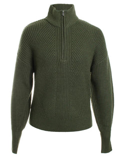 Merino Rib Half Zip | Kaki Chine