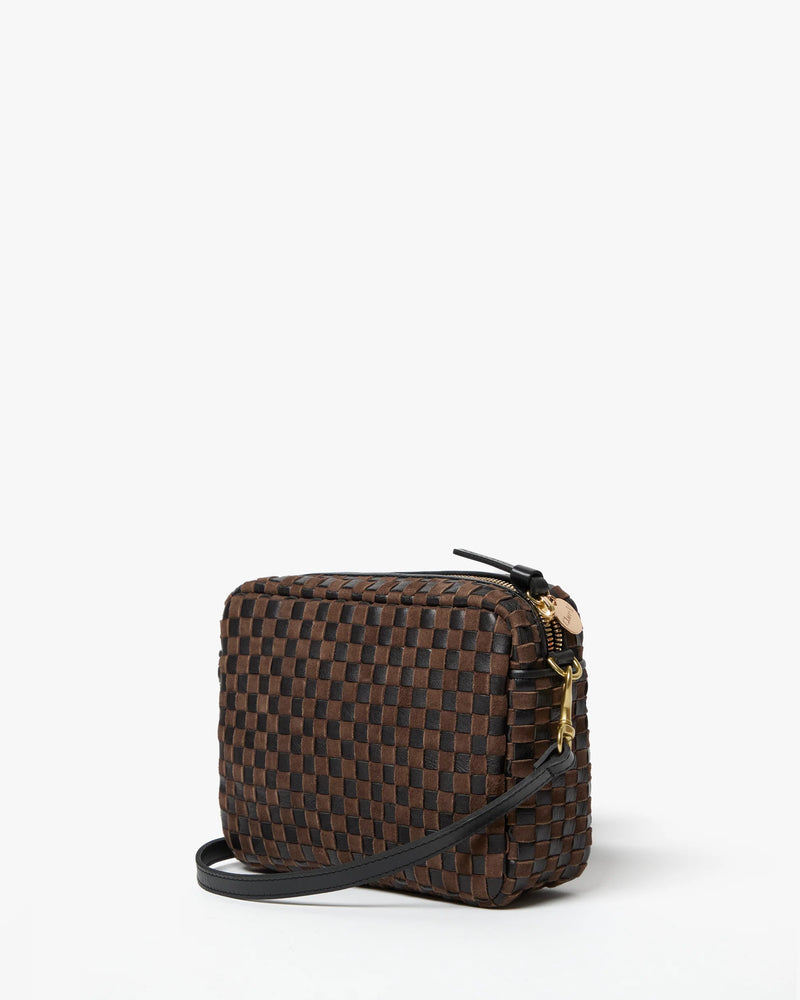 Midi Sac - Leather & Suede Woven Checker | Black/Chocolate