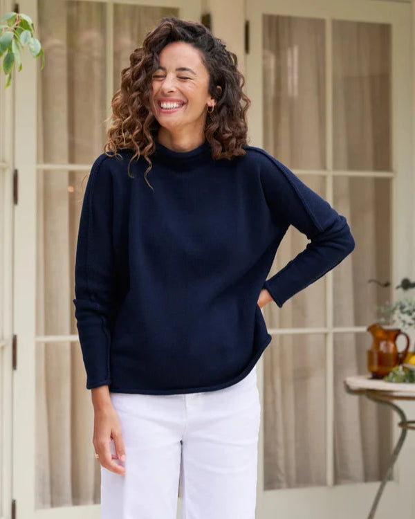 Monterey Cotton Roll Neck Navy