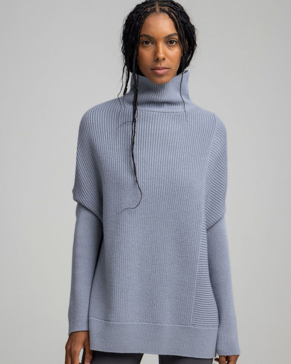 Rib Knit Turtleneck Pullover | Pewter