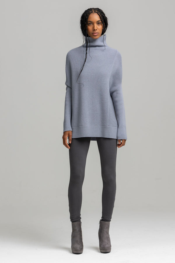 Rib Knit Turtleneck Pullover | Pewter