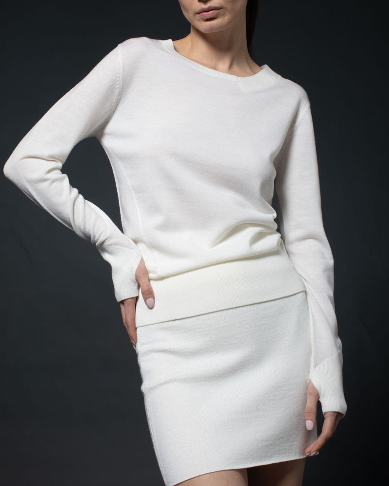Full Needle Essential Mini Skirt | Winter White
