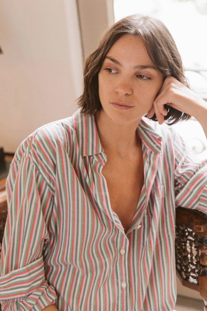 Blake Boyfriend Shirt | Honeysuckle Stripe