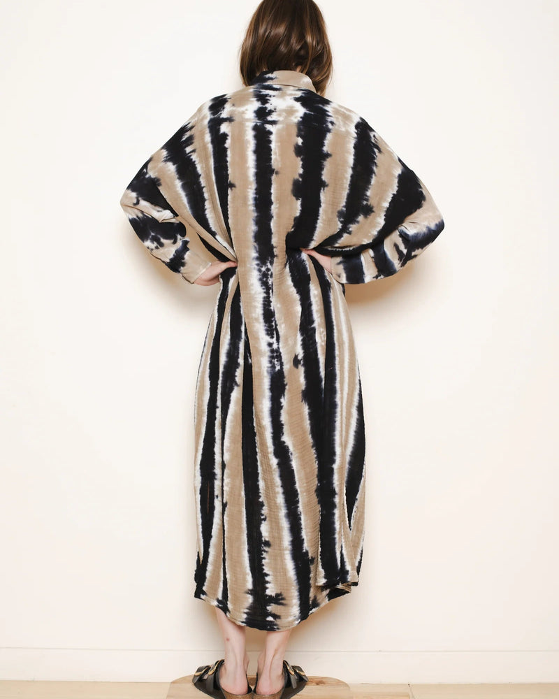 Caftan Shirt Dress | Neutral Stripes