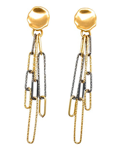 Rhodium and Gold Paperclip Earrings