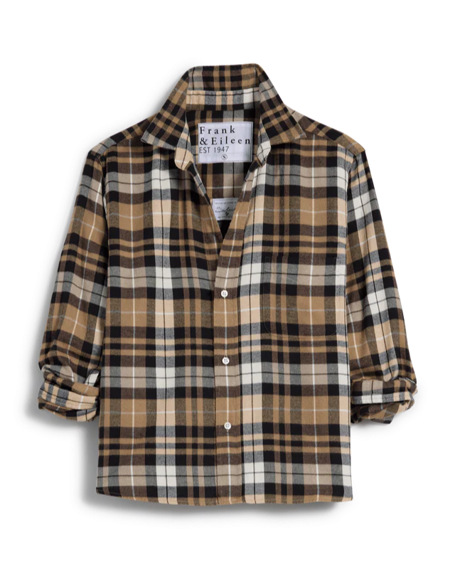 Silvio Untuckable Button-Up Shirt | Sand/Camel/Black Plaid