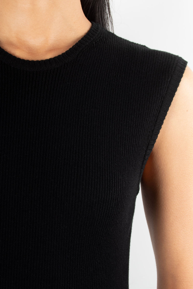 Knit Muscle Tank Short Dress | Black