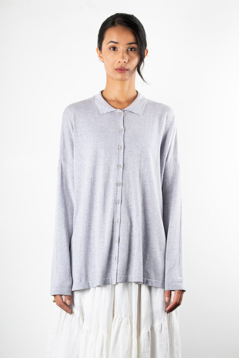 Knit Shirt Cardigan | Light Grey