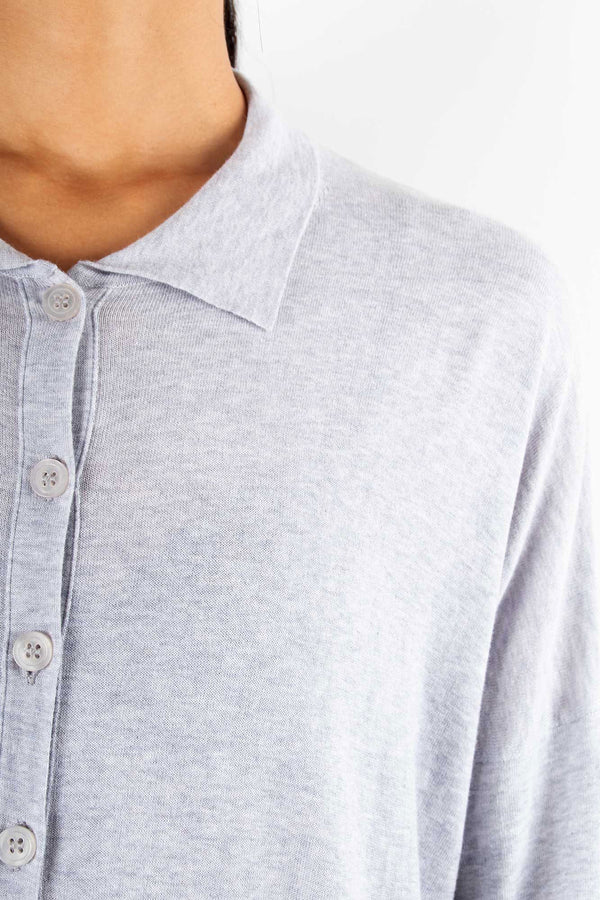 Knit Shirt Cardigan | Light Grey