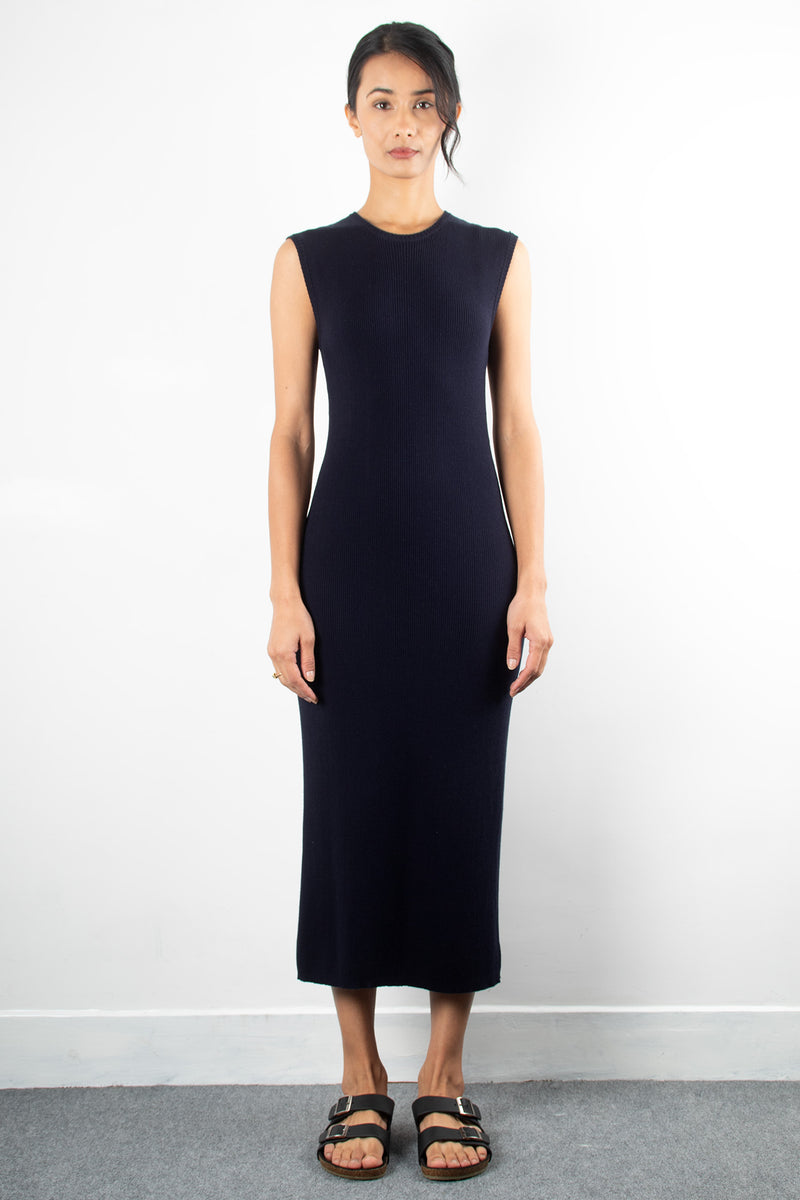 Knit Long Muscle Tank Dress | Dark Blue Well Heeled Knit Long Muscle Tank Dress | Dark Blue Well Heeled