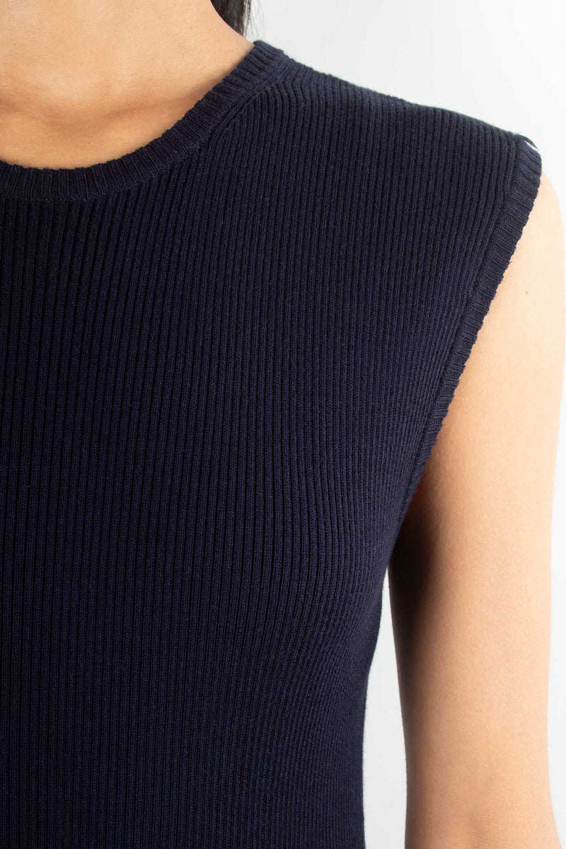 Knit Long Muscle Tank Dress | Dark Blue
