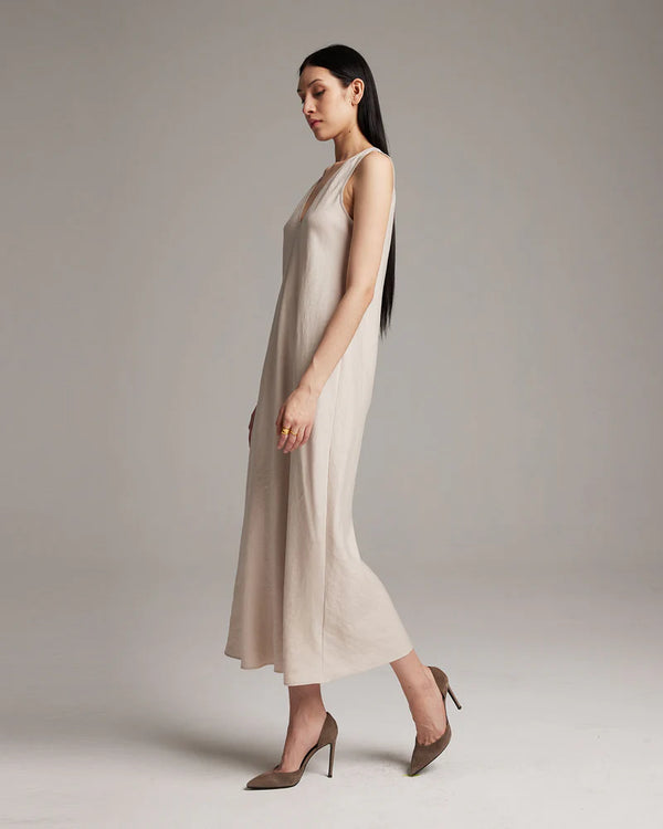 Deep V Dress | Ecru