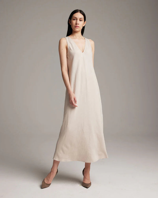Deep V Dress | Ecru