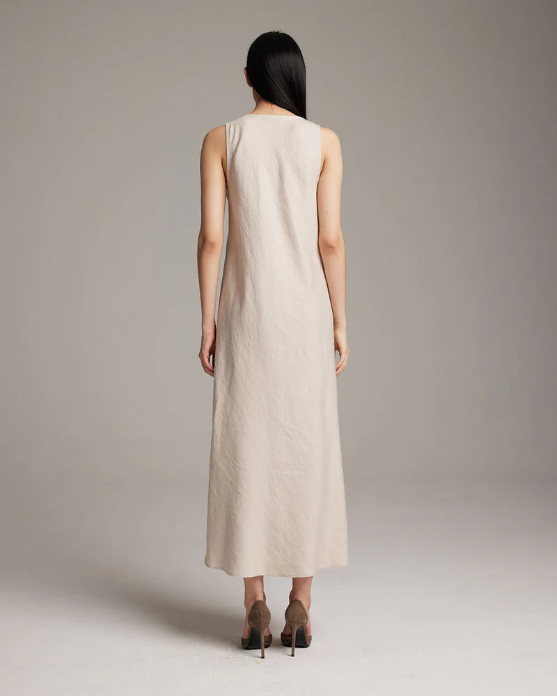 Deep V Dress | Ecru