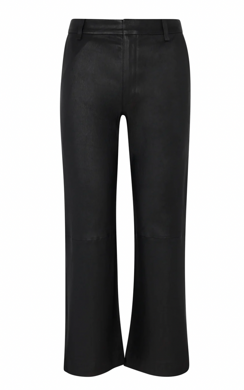 Cropped Baggy Leather Trouser | Black