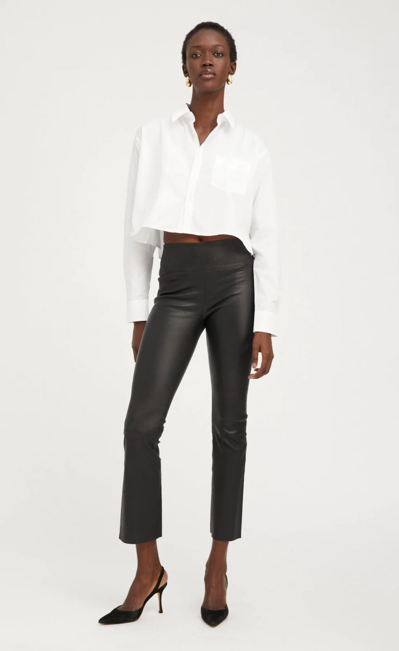 Ankle Flare Leather Legging | Black