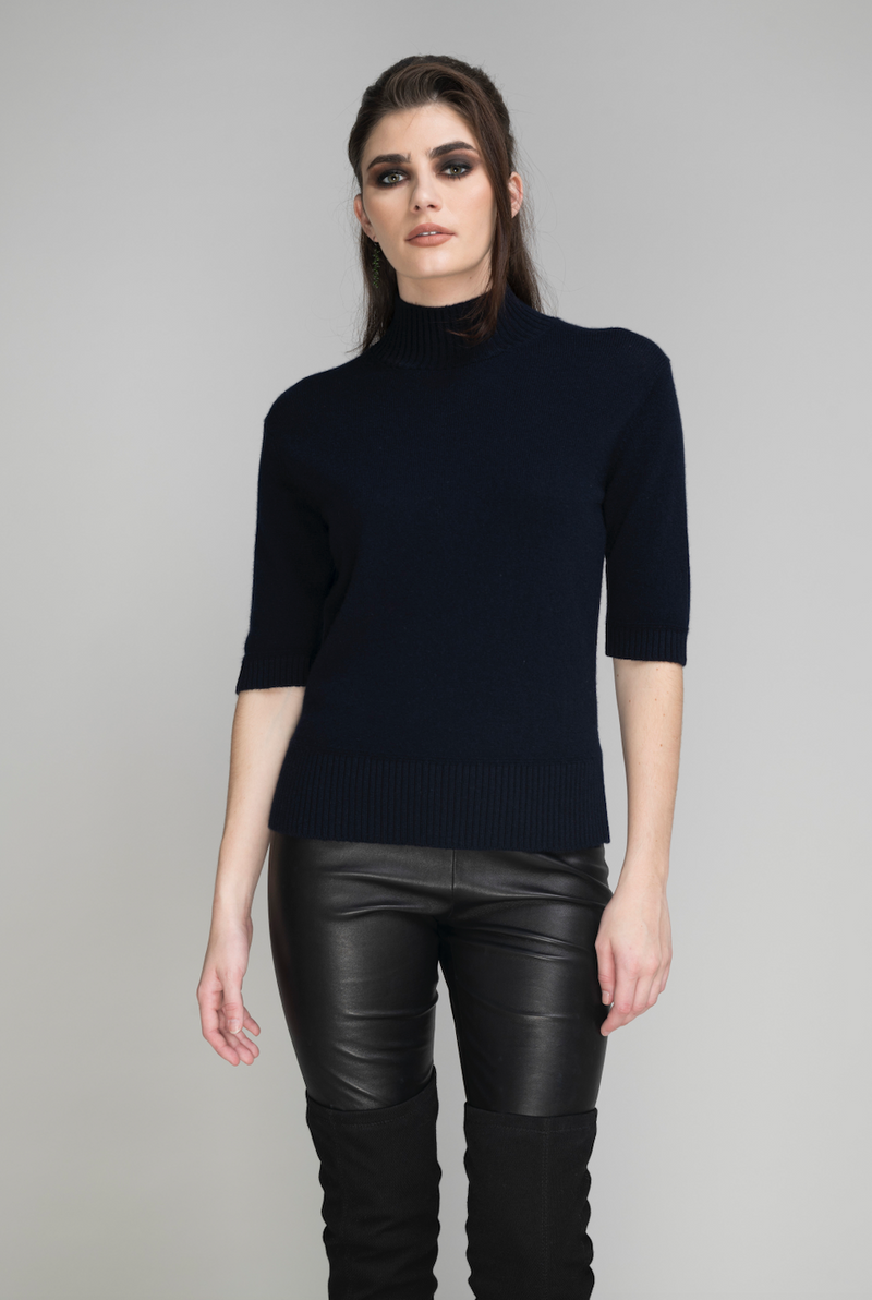 Mock Neck Cashmere Sweater | Charcoal