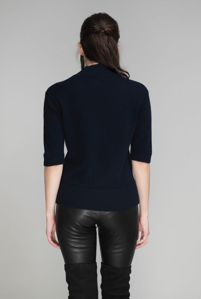 Mock Neck Cashmere Sweater | Charcoal