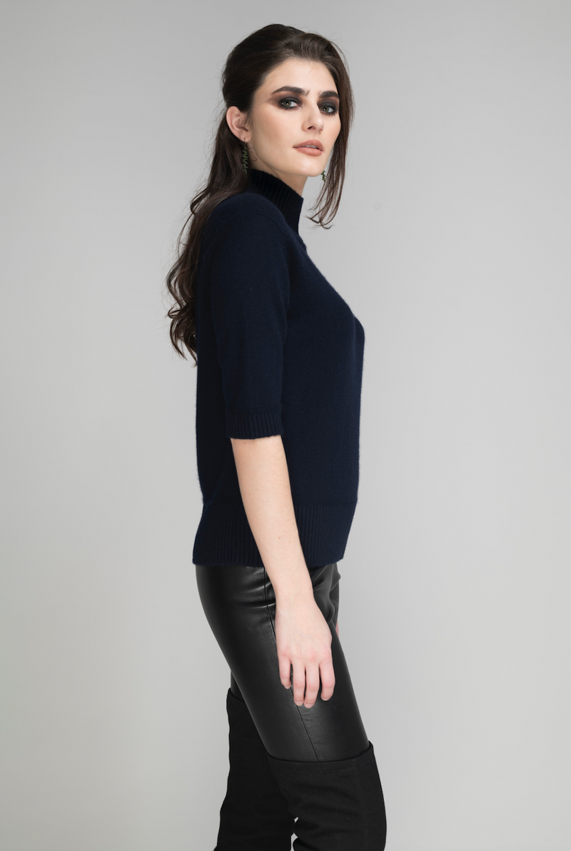 Mock Neck Cashmere Sweater | Charcoal