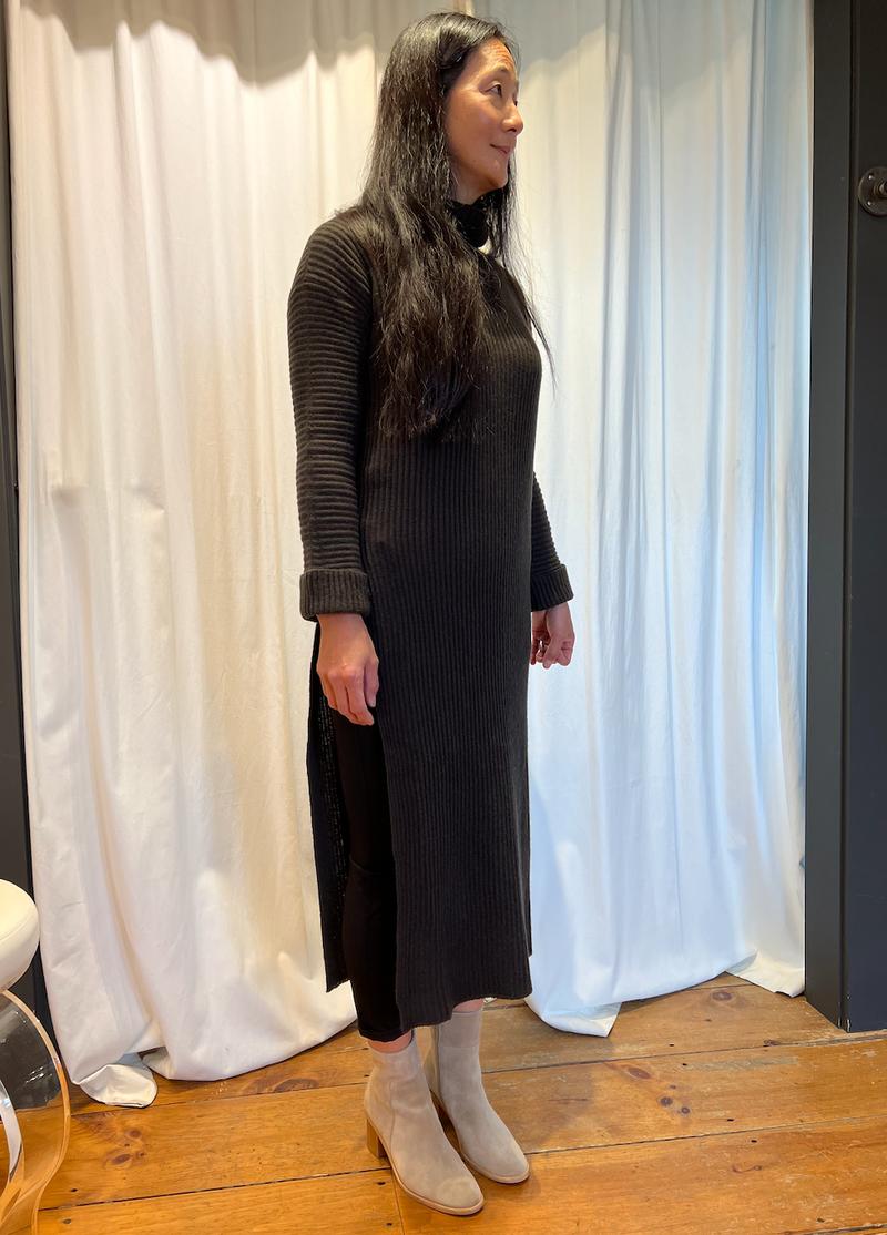 Cashmere Turtleneck Midi Dress | Dark Forest