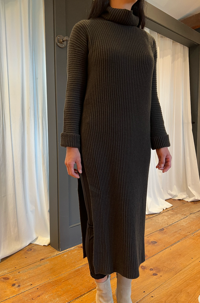 Cashmere Turtleneck Midi Dress | Dark Forest
