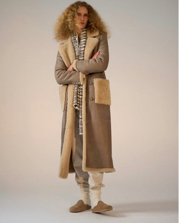 Autumn Maxi Shearling Jacket | Vintage Beige