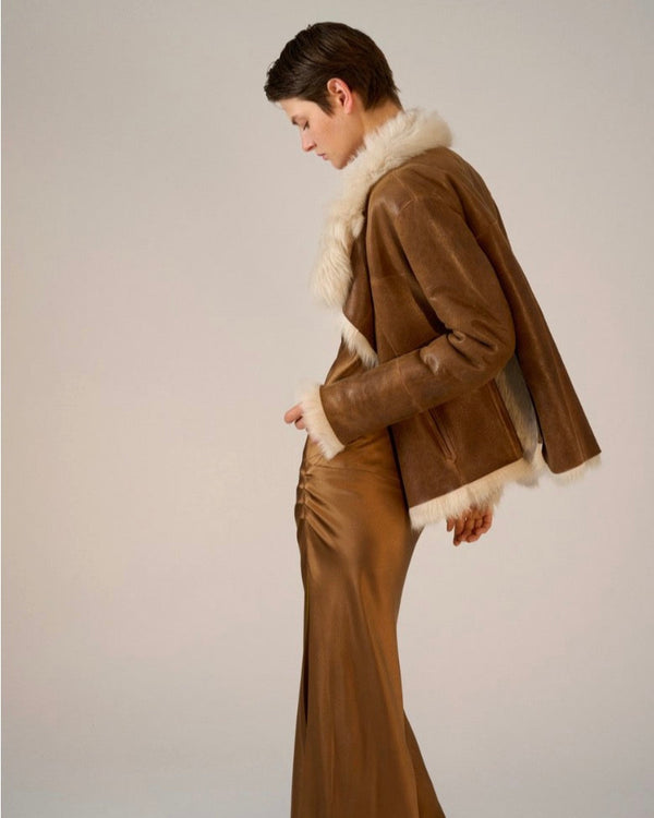 Pearl Luxe Short Jacket | Vintage Brown